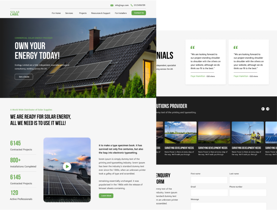 Solar Labs Website Layout